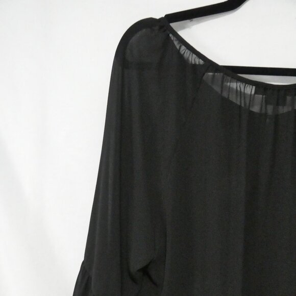 LOVE & LEGEND | size 16 | Elegant Black Sheer Long Sleeve Blouse | Button Front - Picture 10 of 15